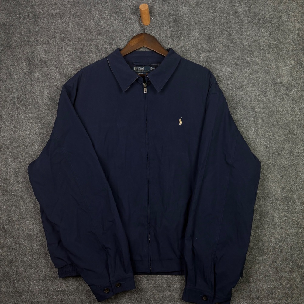 Polo Ralph Lauren Harrington Jacket Mens XXL Navy Blue Full Zip Pony Logo Coat